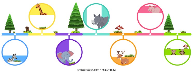 Animals on colorful bar illustration