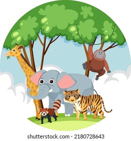 Animals on earth icon on white background illustration