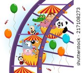 animals on ferris wheel - vector illustration, eps