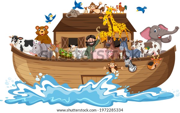 Animals On Noahs Ark Sea Wave Stock Vector (Royalty Free) 1972285334