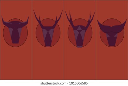 animals on the orange wall