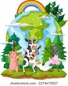 Animals on the planet earth illustration