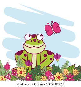 Animals on spring cartoon