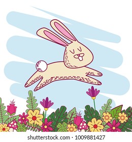 Animals on spring cartoon