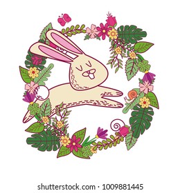 Animals on spring cartoon