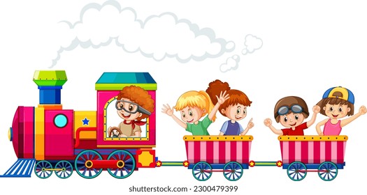 Animals on a Train Adventure illustration