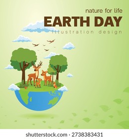 animals on world forest nature enviralment earth day artwork illustration design