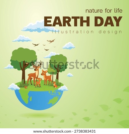 animals on world forest nature enviralment earth day artwork illustration design