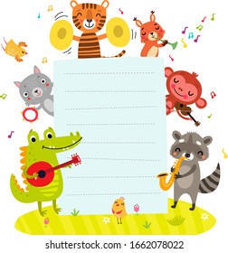 Animals. Orchestra. Play music. Background for text.