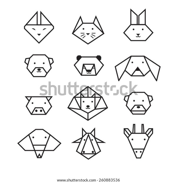 Animals Origami Line Icon Stock Vector (Royalty Free) 260883536