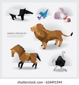 Animals Origami set Vector Illustration