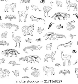 Animals ot South America vector seamless pattern