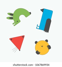 Animals out of geometric shapes vector illustration