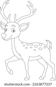 Animals outline vector, Deer line art illustration Deer coloring page, drawing 