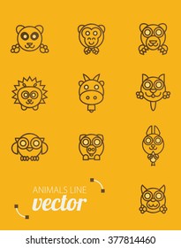 Animals outline vector. Flat style.