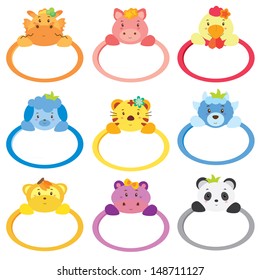 animals oval frames one