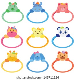 animals oval frames two