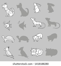 Animals paper stickers, sketch vector style for children, for books