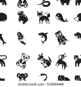 Animals pattern icons in black style. Big collection animals vector symbol stock illustration