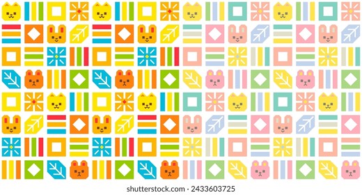 animals pattern made of square