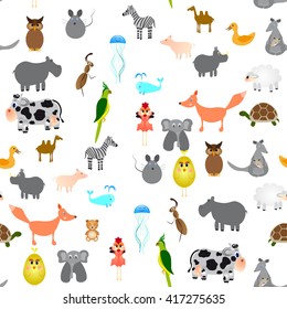 Animals pattern seamless. Vector stock.
