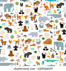 Animals pattern seamless. Zoo background. baby cloth texture Vector 