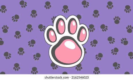 Animal's paw with ruptured pads. Paw print pattern