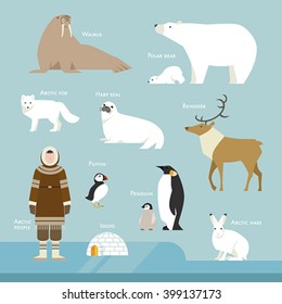 Animals and people living in the Arctic