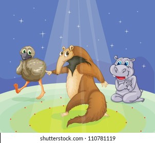 Animals performing on a stage