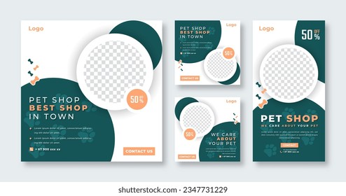 Animals Pet Care Social Media Post for Online Marketing Promotion Banner, Story and Web Internet Ads Flyer