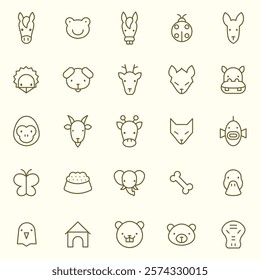 ANIMALS AND PET ICON SET