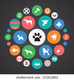 animals, pets icons universal set for web and mobile