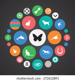 animals, pets icons universal set for web and mobile