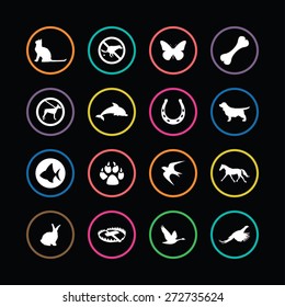 animals, pets icons universal set for web and mobile