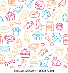 Animals and pets - seamless pattern. Can be used to illustrate topics like animals, pets, veterinary and healthcare topics.