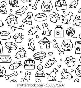 Animals and pets - seamless pattern. Can be used to illustrate topics like animals, pets, veterinary and healthcare topics.