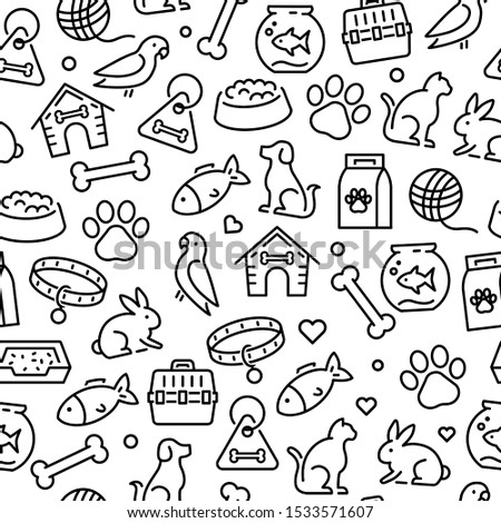 Animals and pets - seamless pattern. Can be used to illustrate topics like animals, pets, veterinary and healthcare topics.