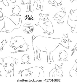 Animals pets vector pattern