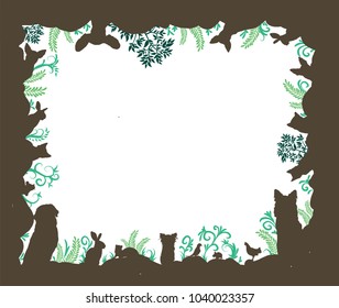 Animals and plants in a frame