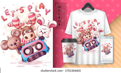 Animals play poster and merchandising. Vector eps 10