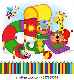 animals at playground - vector illustration, eps