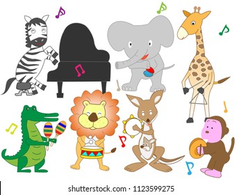 
The animals are playing instruments.
