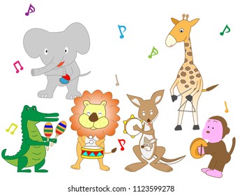 
The animals are playing instruments.
