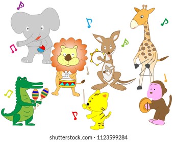 
The animals are playing instruments.
