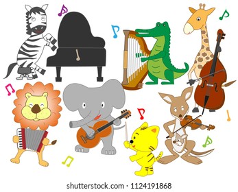 Animals Playing Instruments Stock Vector (Royalty Free) 1124191868 ...