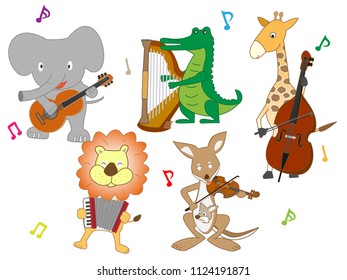 Animals Playing Instruments Stock Vector (Royalty Free) 1124191871 ...