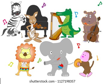 Animals Playing Instruments Stock Vector (Royalty Free) 1127198357 ...