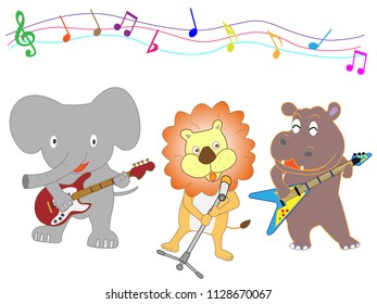 Animals are playing instruments and singing.

