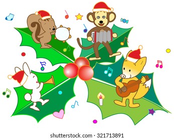 Animals playing music on Christmas