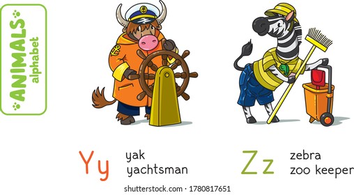 Animals with professions. Funny alphabet or ABC.